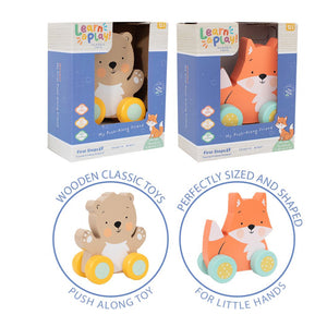 Wooden animal toy – fox and bear for toddlers