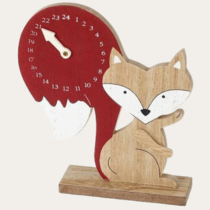 Wooden Fox Christmas Countdown Calendar with Arrow
