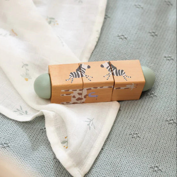 Wooden Twisting Cubes Puzzle Jungle Animals Wooden Toy.