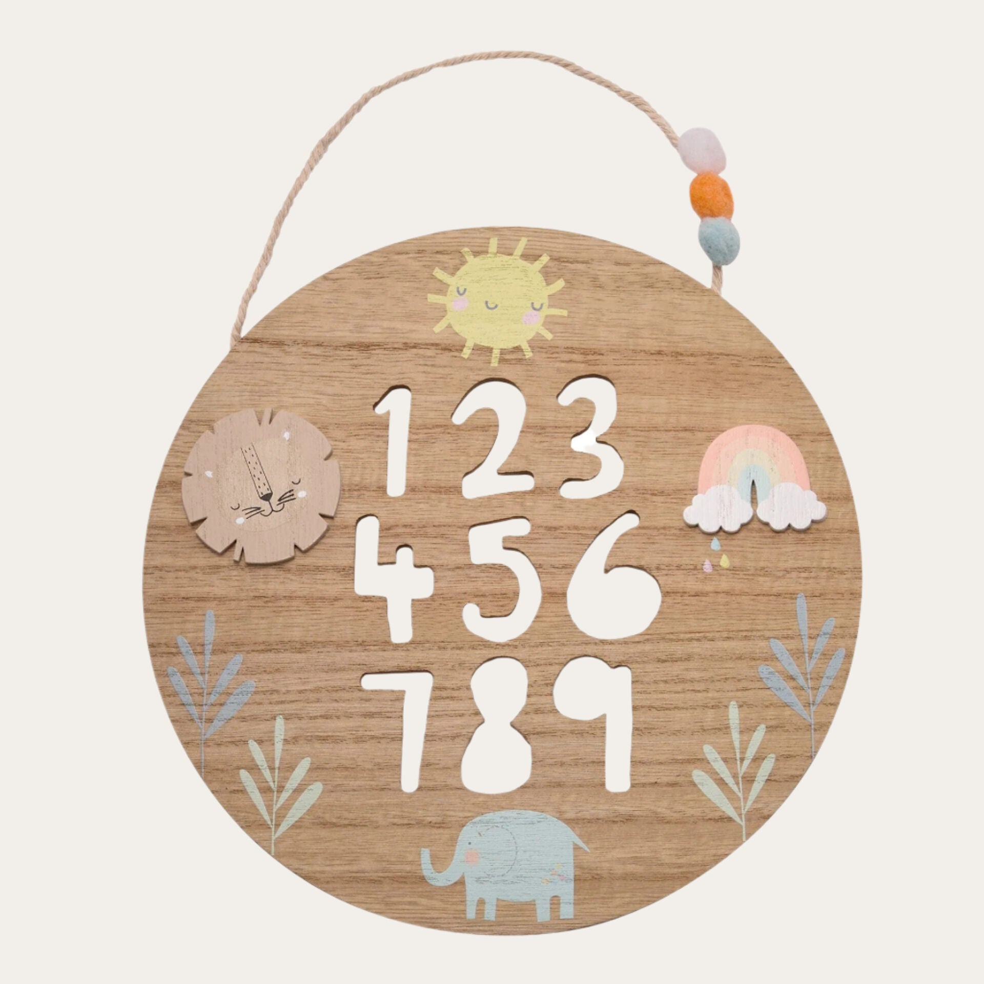 Wooden Nursery Plaque - Numbers Baby Plaque.
