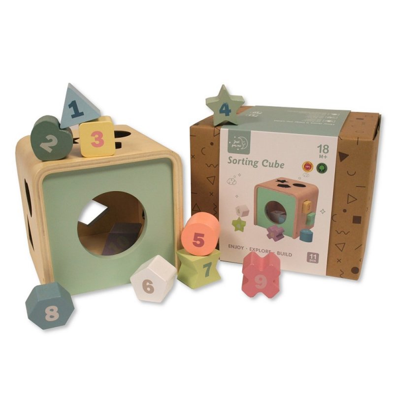 Wooden 11 Piece Shape Sorting Cube Wooden Toy.