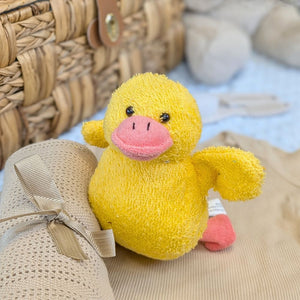 yellow duck sponge bath toy