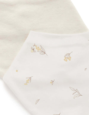 Yellow floral baby dribble bibs with towelling back