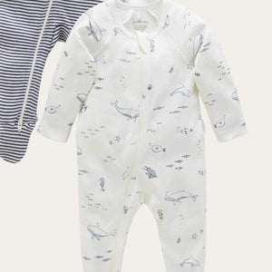 Organic Zip-Up Baby Grow Set – Vanilla