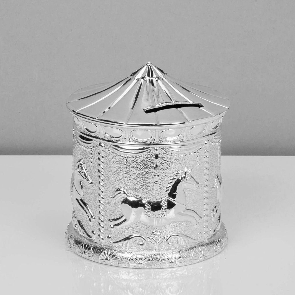 Bambino Silverplated Money Box - Carousel Money Box.