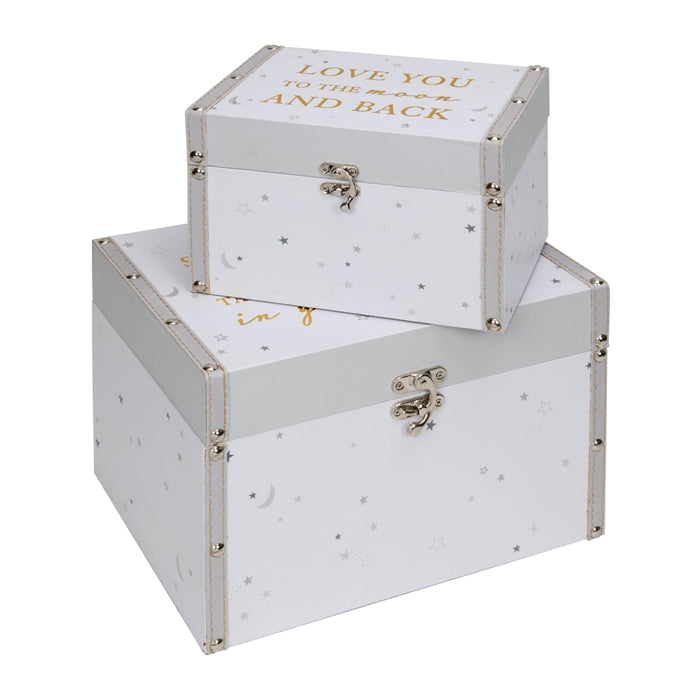 Love You To The Moon And Back&#39; Set of Two Luggage Keepsake Boxes