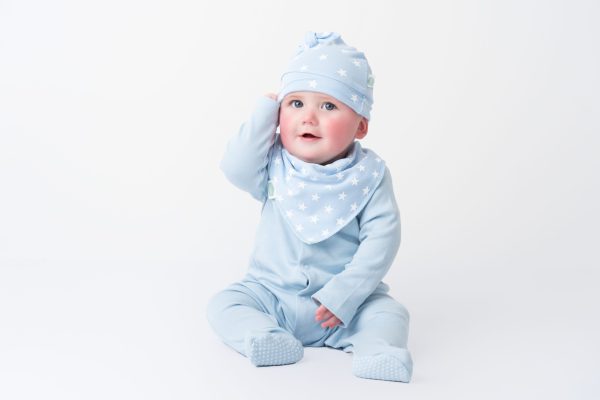 Blue With White Stars Knot Hat Baby Hat.