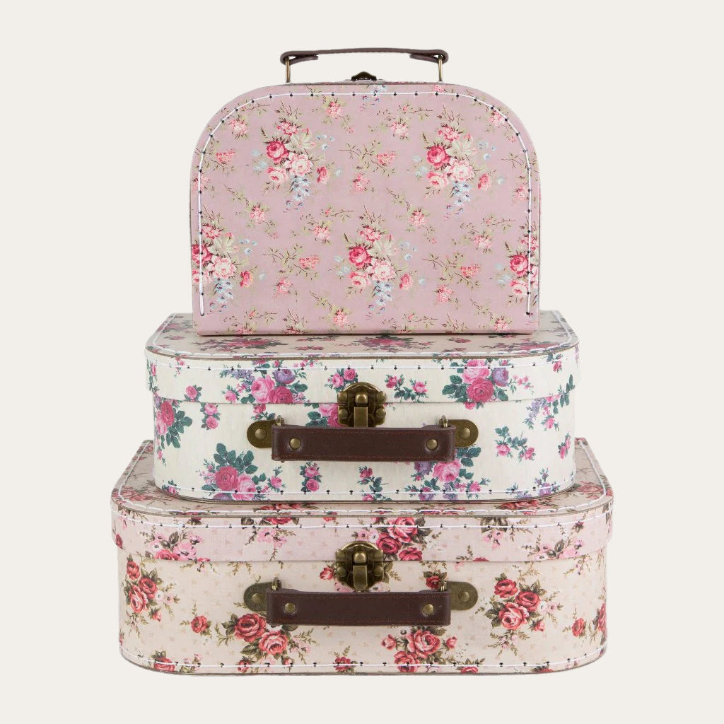 Vintage Rose' Suitcase Luggage Storage Set