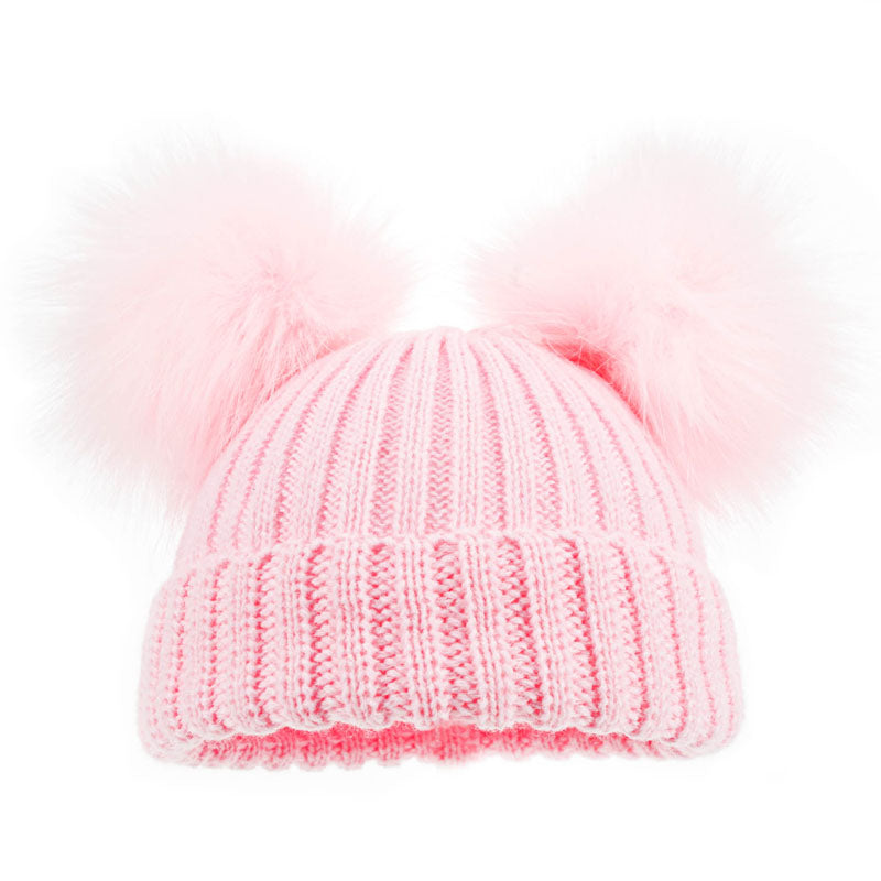 Pom Ear String Hat Powder Pink