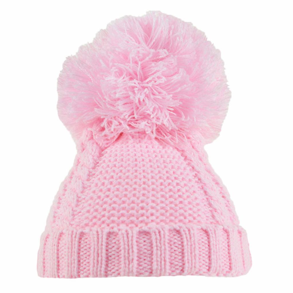 Pink Cable Knitted Pom Pom Hat Baby Hat.