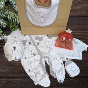 Baby's Christmas Outfit - Polar Bear - 6pc Gift Set Christmas.