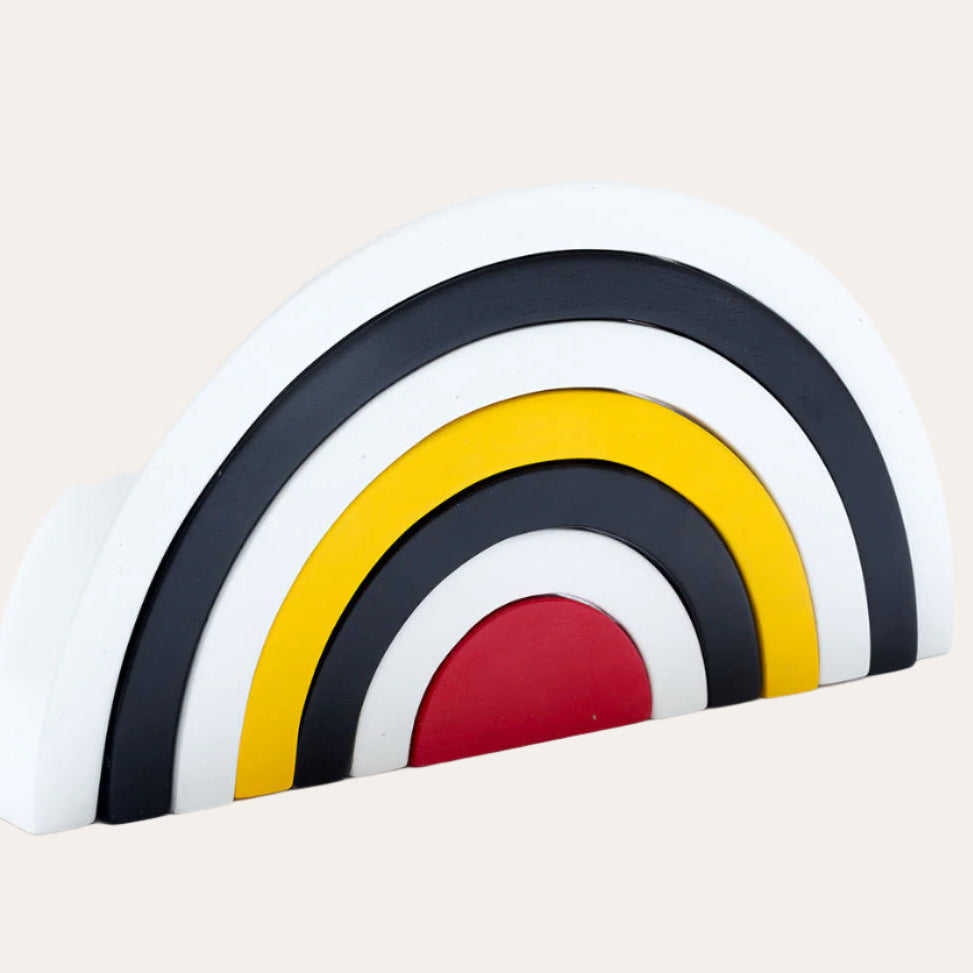 Black and White Fair Trade Wooden Rainbow Stacking Toy Wooden Toy.