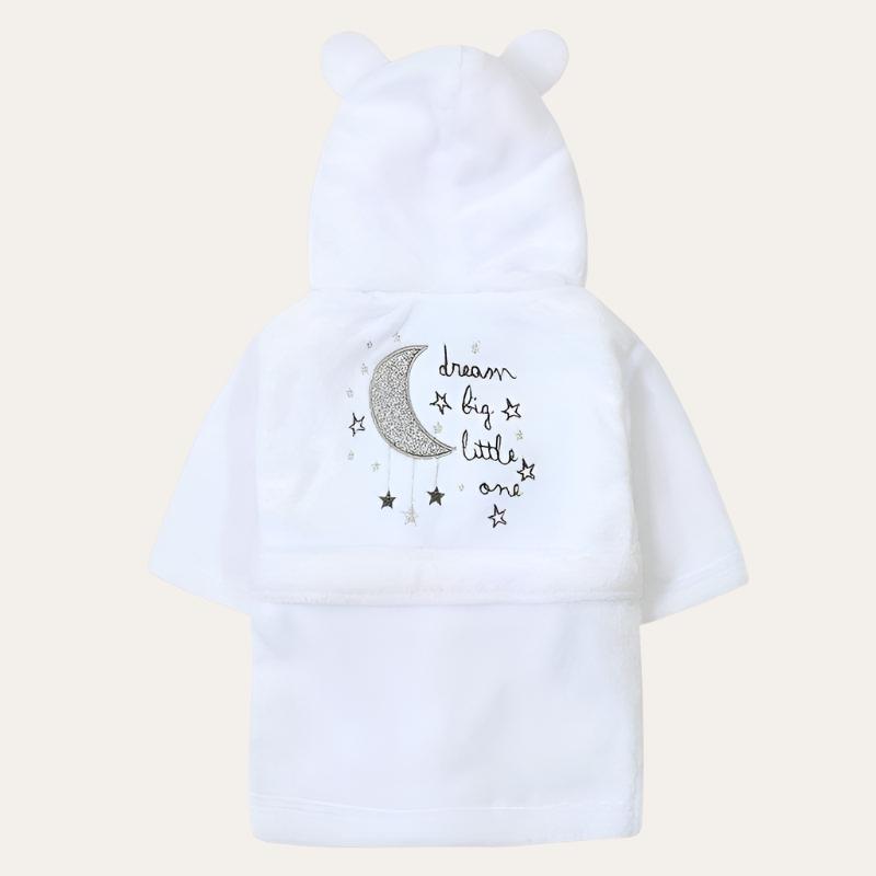 Baby Dressing Gown White 'Dream Big' Bath Robe With Cute Ears