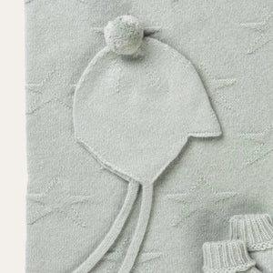 Pale Green Cashmere Baby Bonnet with Pom-Pom