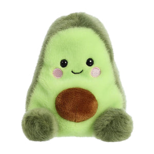 Two tone green fluffy avocado soft toy. Measuring approx. 5 inches and with a very friendly face.