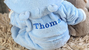 Personalised baby boy dressing gown.
