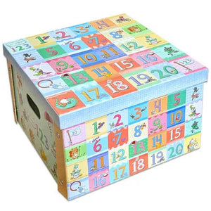 Nursery storage box with numbers and animal illustrations
