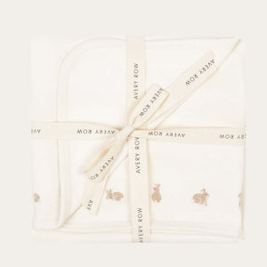 Organic Cream Baby Blanket Fleece Embroidered 'Bunnies' Baby Blanket. Avery Row. 