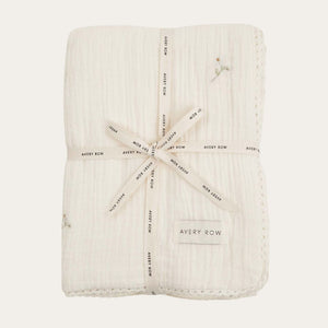Organic Baby Blanket Embroidered Muslin 'Wild Chamomile' Baby Blanket. Avery Row.