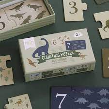 A counting and matching puzzle game for age 2+ featuring various dinosaurs.  A great gift for a sibling