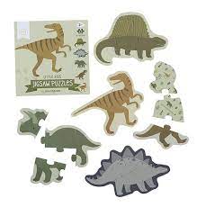 Colourful set of 5 puzzles of dinosaurs