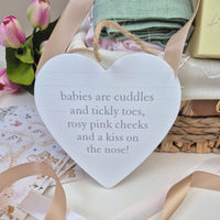 Baby Heart Plaque Hanging Decoration 'Babies are Cuddles' Baby Plaque.