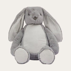 Large Personalised Long Eared Cuddly Plush Grey Bunny Keepsake for Newborns 45cm - Cuddly Toy