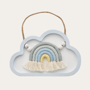 Nursery Hanging Plaque Blue 'Cloud Rainbow' Baby Plaque.