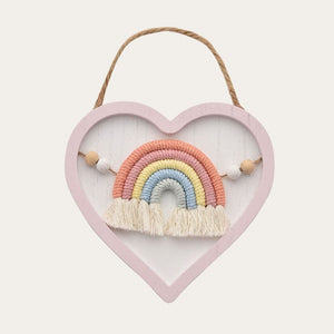 Nursery Hanging Plaque Pink 'Heart Rainbow' Baby Plaque.