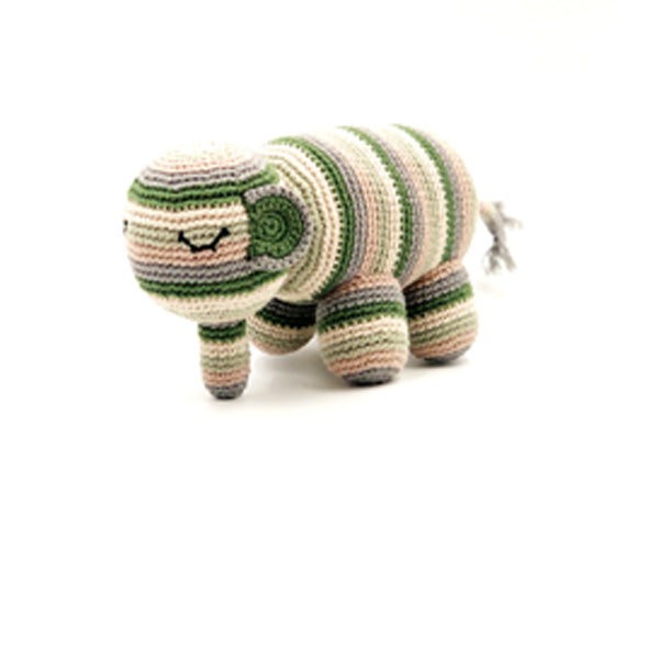 Organic cotton hand made stripy elephant stuffed  toy