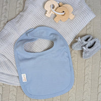 Dusky Blue Eco Ribbed Baby Bib Bandana Bib.