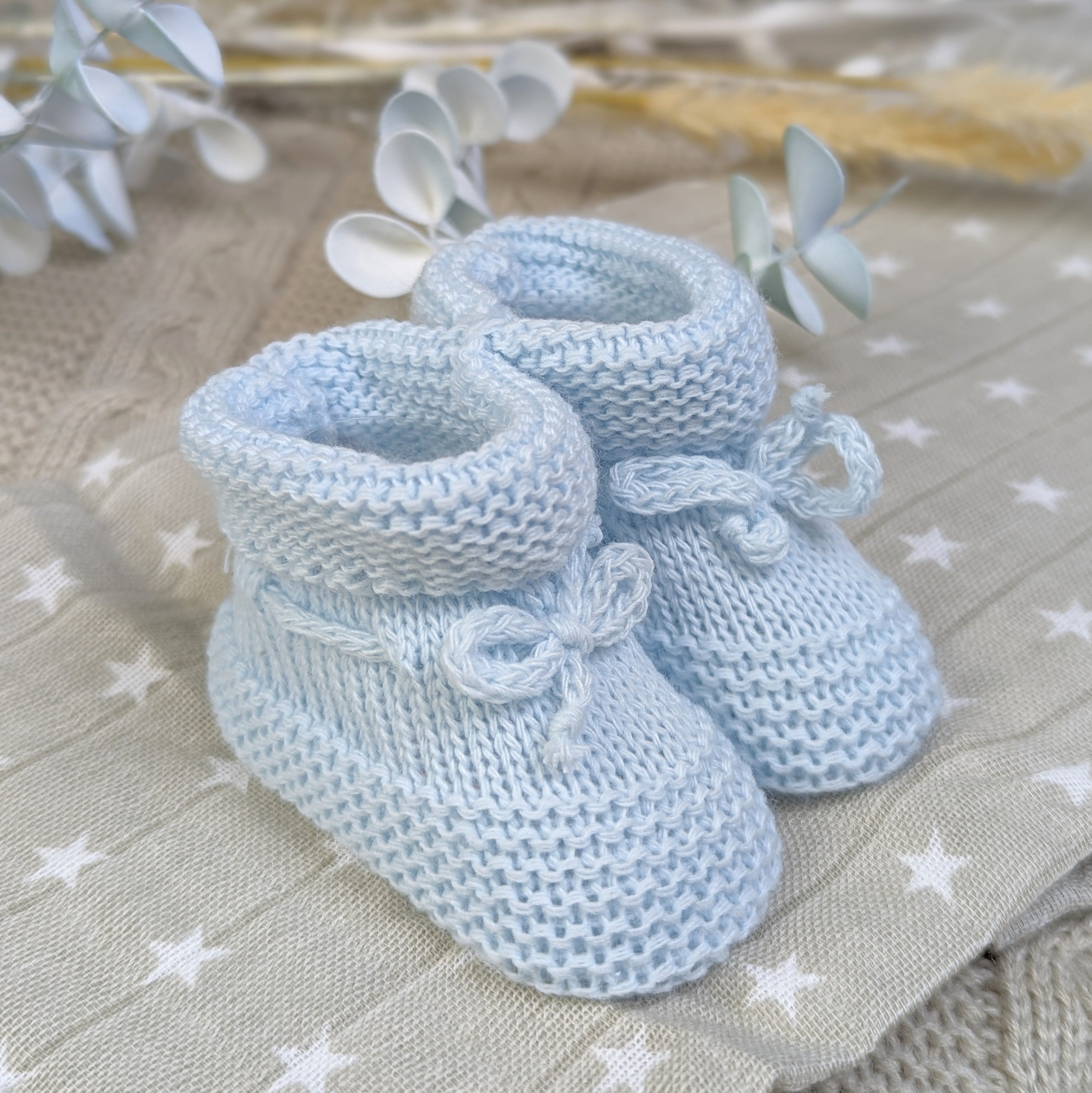 Baby Booties Blue With Ties