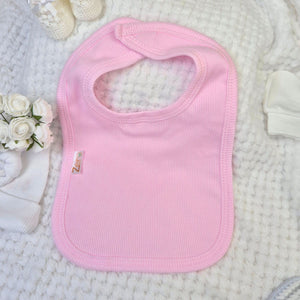 Pink Ribbed Velcro Bib - Eco Friendly Bandana Bib.