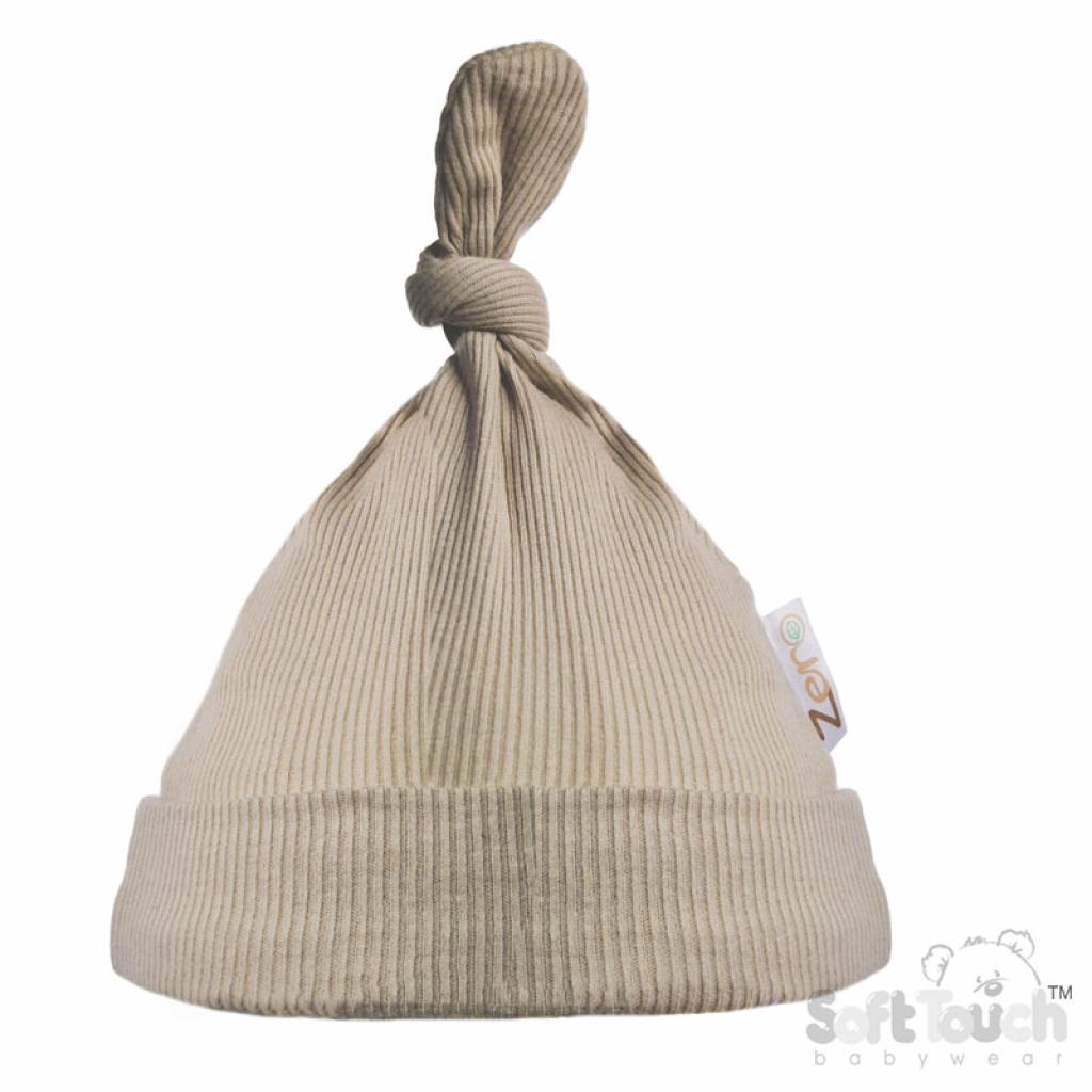 Unisex Baby Biscuit Beige Knot Organic Hat Baby Hat