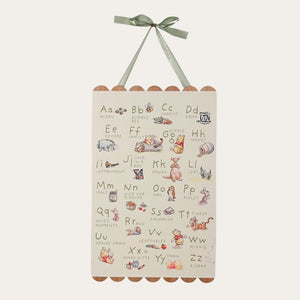 Children's hanging alphabet wall chart with illustrations of Winnie-the-Pooh characters. 