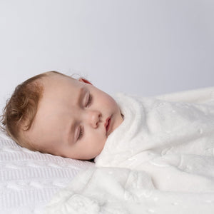 Soft White Baby Blanket – Safari Animal Embossed Design