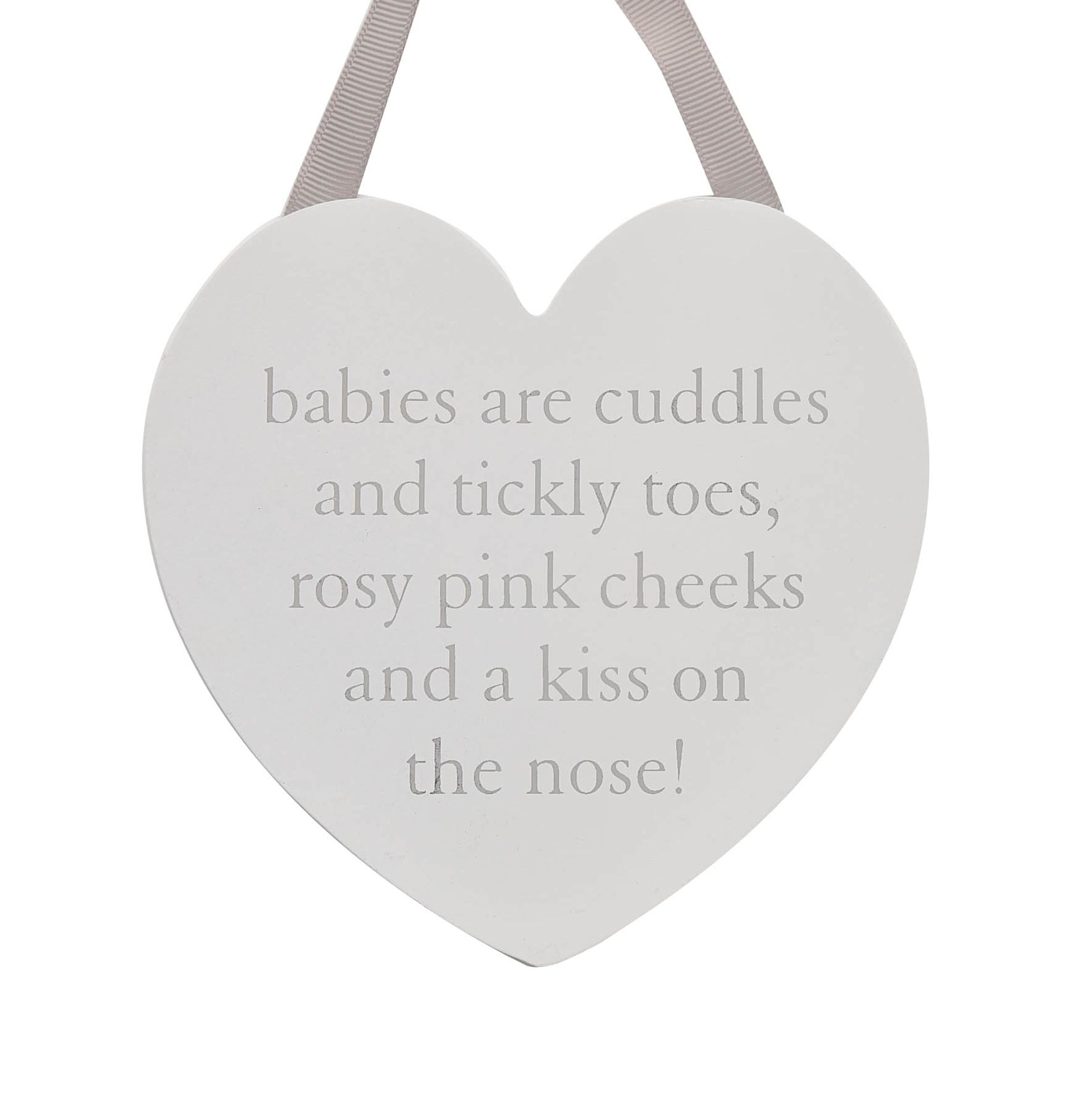 &#39;Babies are Cuddles&#39; Hanging Heart Wall Plaque Bumbles &amp; Boo