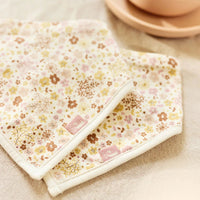 Floral bandana bibs with pink and yellow flowers