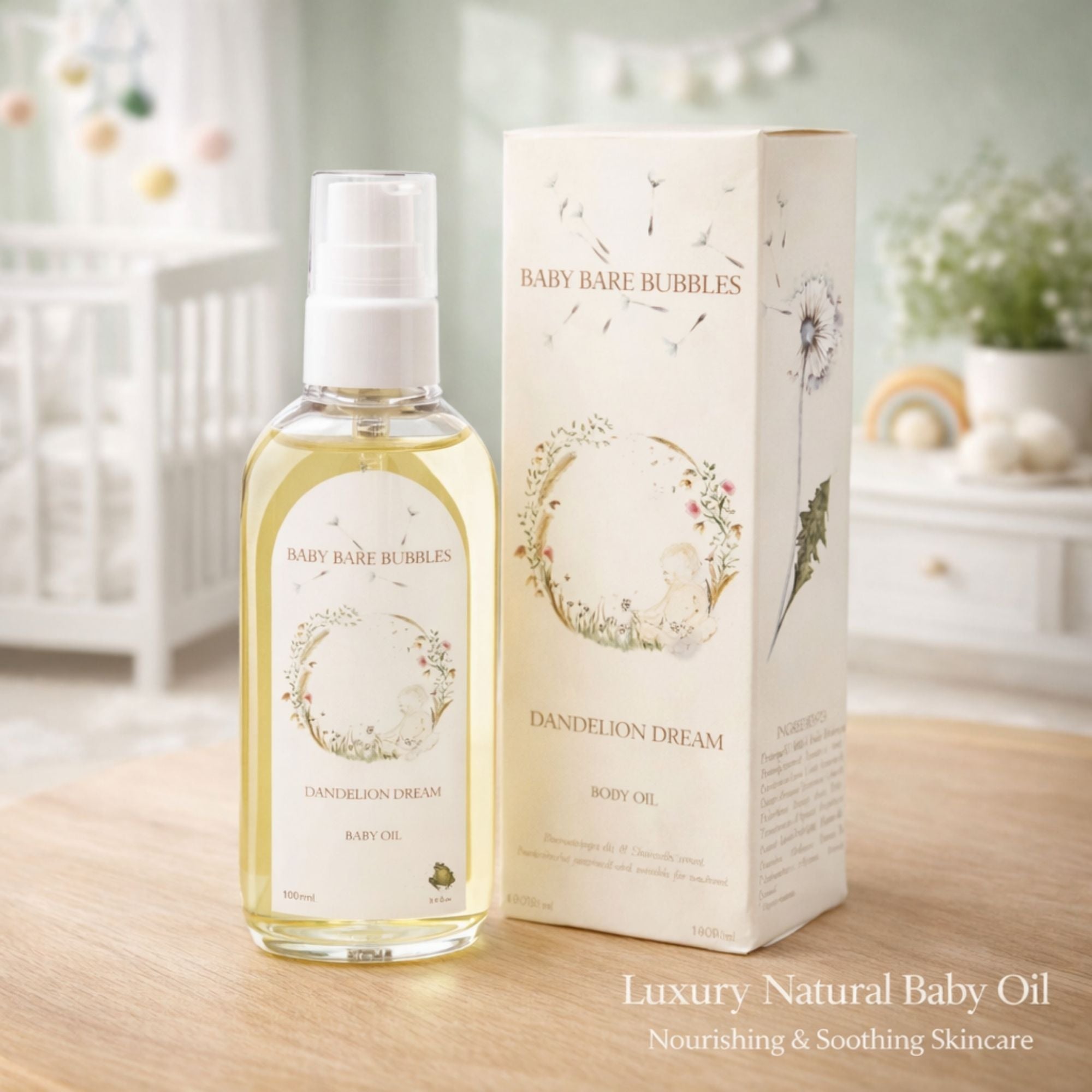 Baby oil by baby bare bubbles called dandelion dream