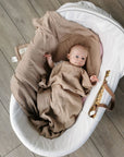 organic muslin baby blanket in taupe
