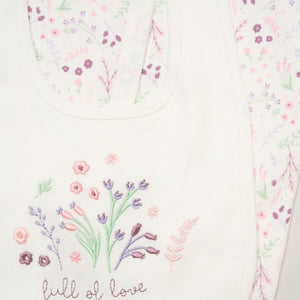 Soft pink baby bodysuit from floral 5 piece newborn clothing set