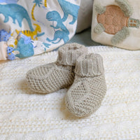 Soft Knitted Baby Booties in Biscuit Beige