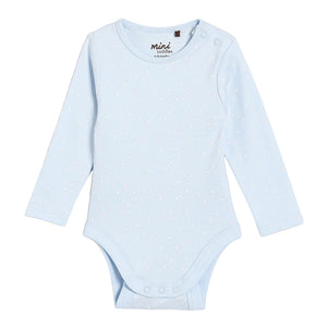 Blue cotton lon sleeve baby bodysuit