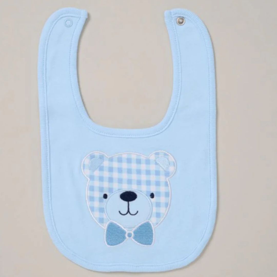 baby boy clothing set blue bear bib