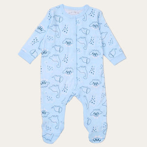 Sleepsuit with dinosaur print in baby blue