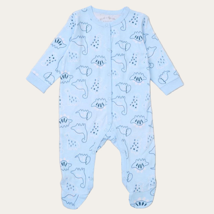 Sleepsuit with dinosaur print in baby blue