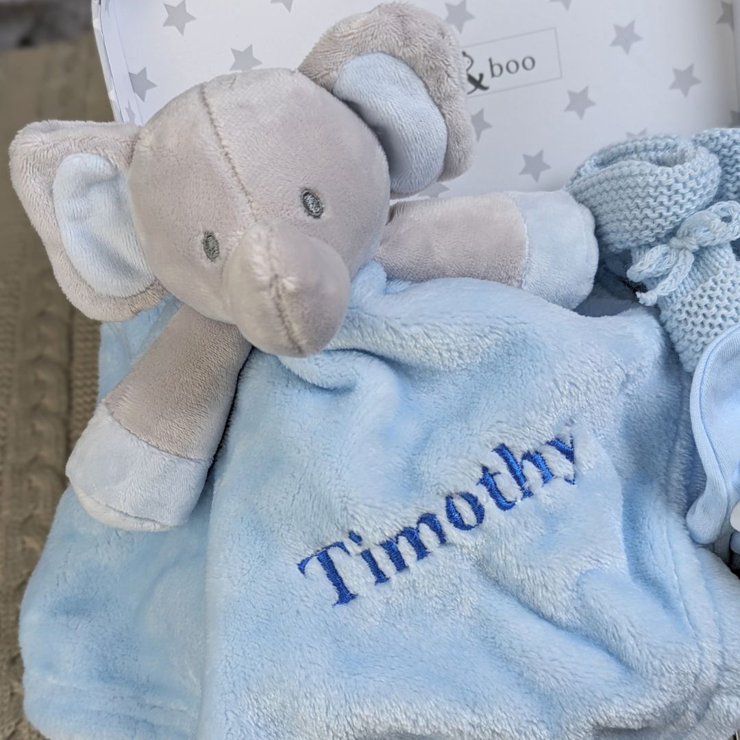 Personalised Elephant Baby Gift Set Baby Boy Hampers Bumbles & Boo