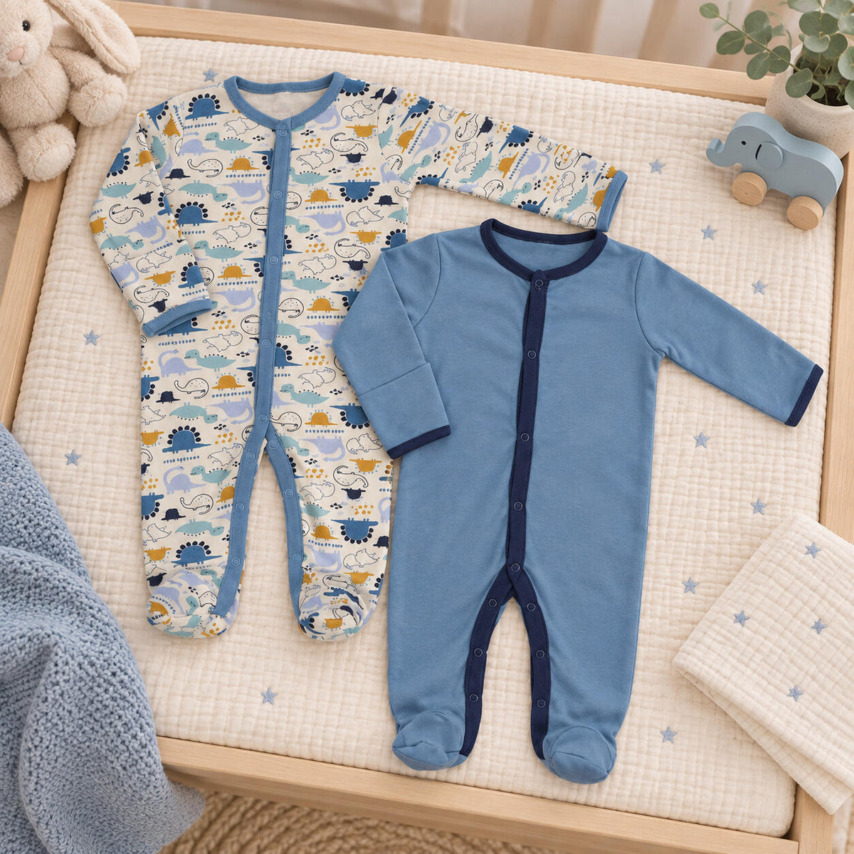 Baby boys dinosaur sleepsuit and bodysuit 2 piece set