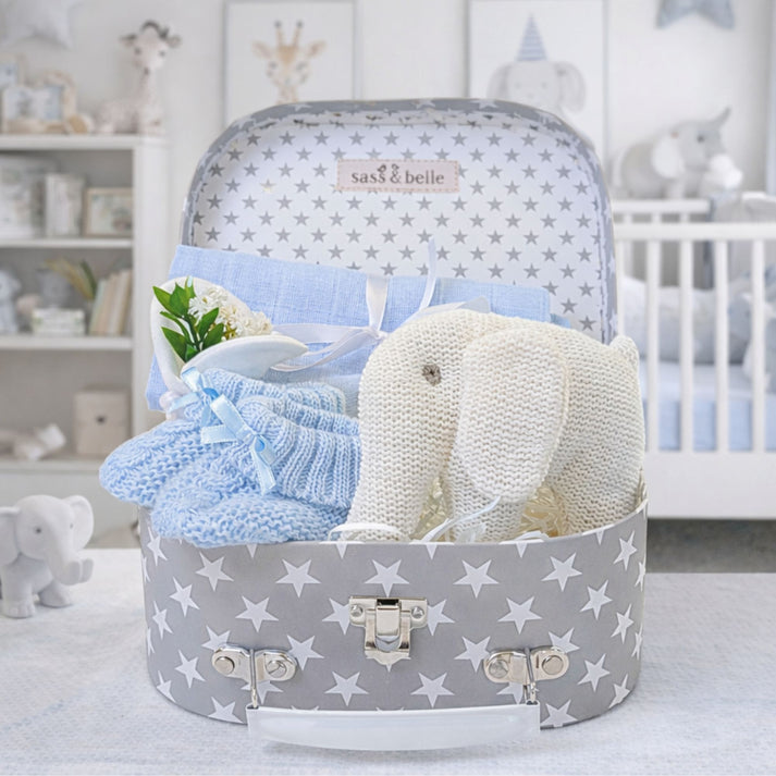 Sweet Organic Elephant Baby Boy Hamper - Baby Boy Gifts - Bumbles & Boo