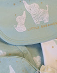 green baby clothing gift set with elephant design